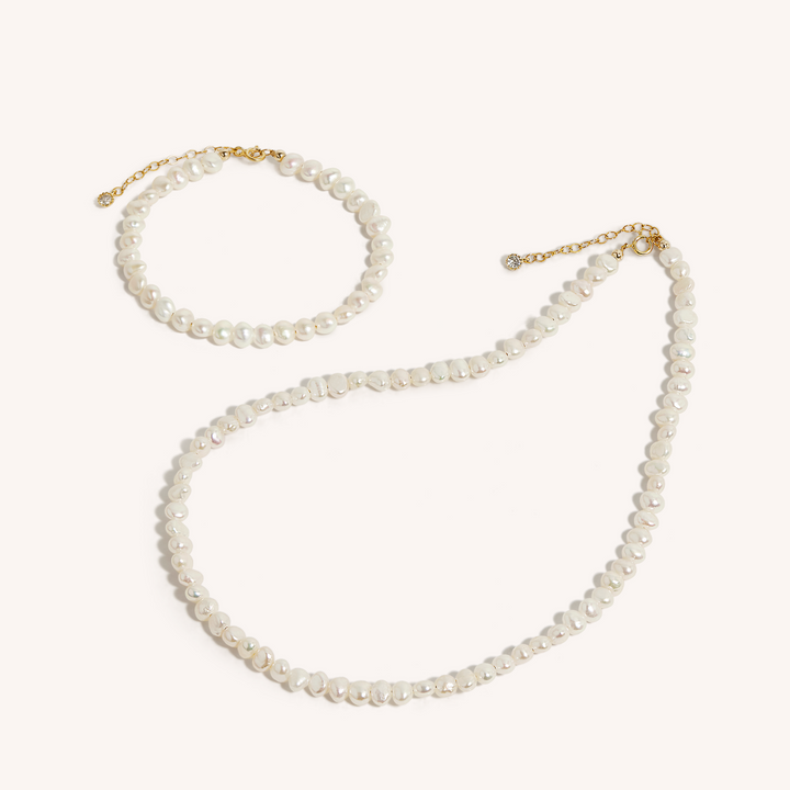 14K Gold Filled Lachelle Baroque Pearl Necklace and Bracelet Set