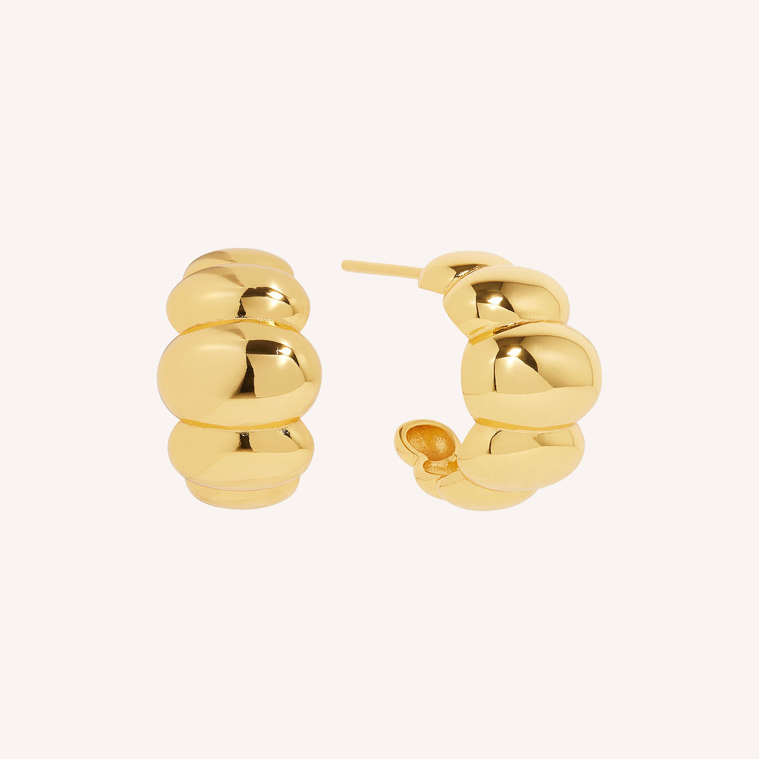 18K Gold Plated Croissant Dome Drop Earrings
