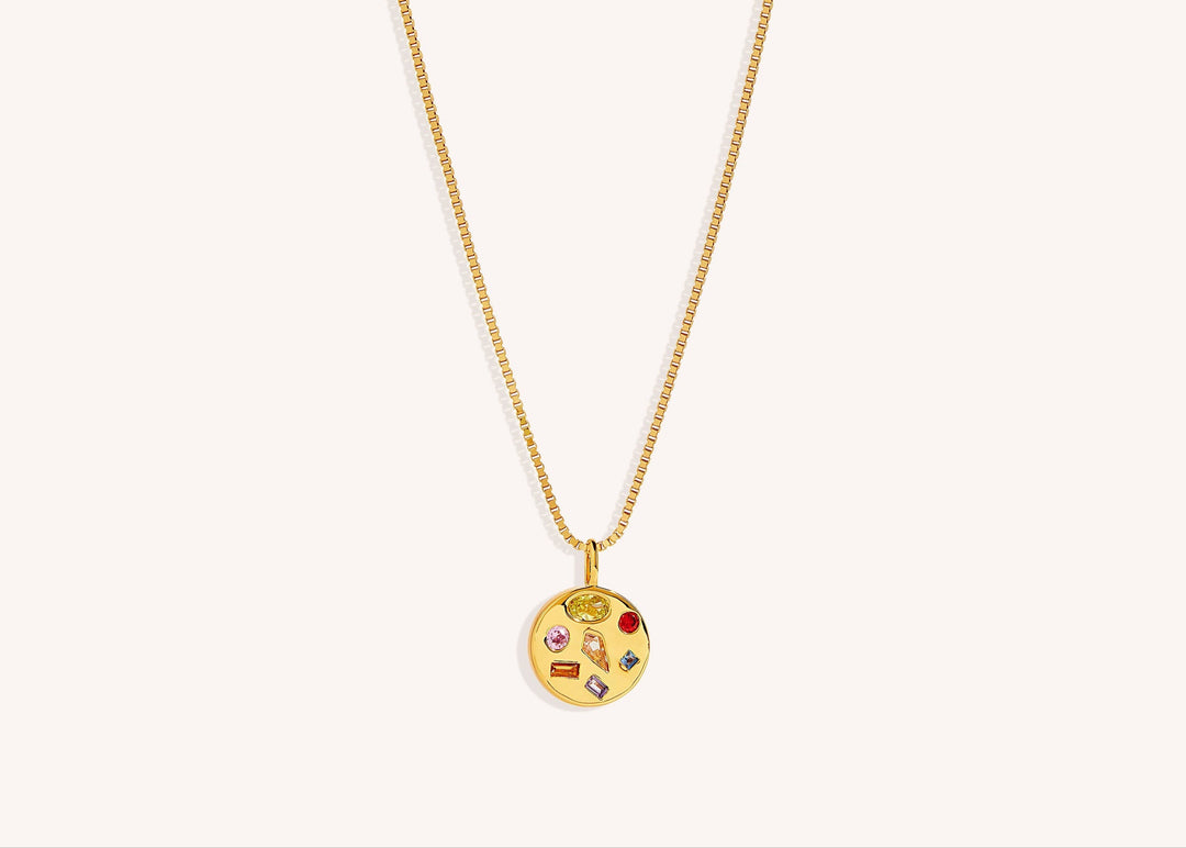18K gold vermeil Candy Luxe necklace with colourful zirconia necklace.
