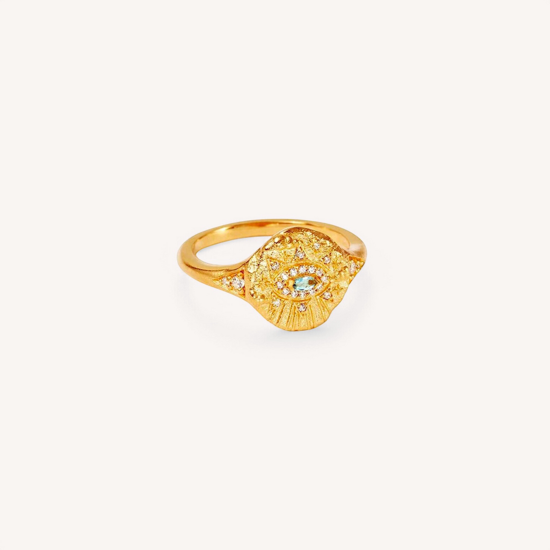 18K Gold Evil Eye Vintage Ring