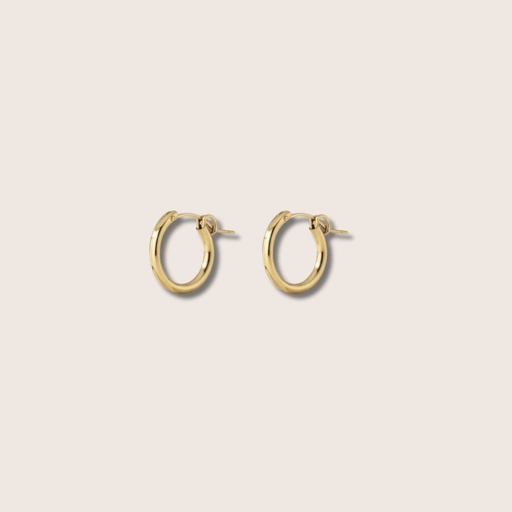 14K Gold Filled Carmela hoop earrings 15mm - demi-fine jewellery by Margot Georgia