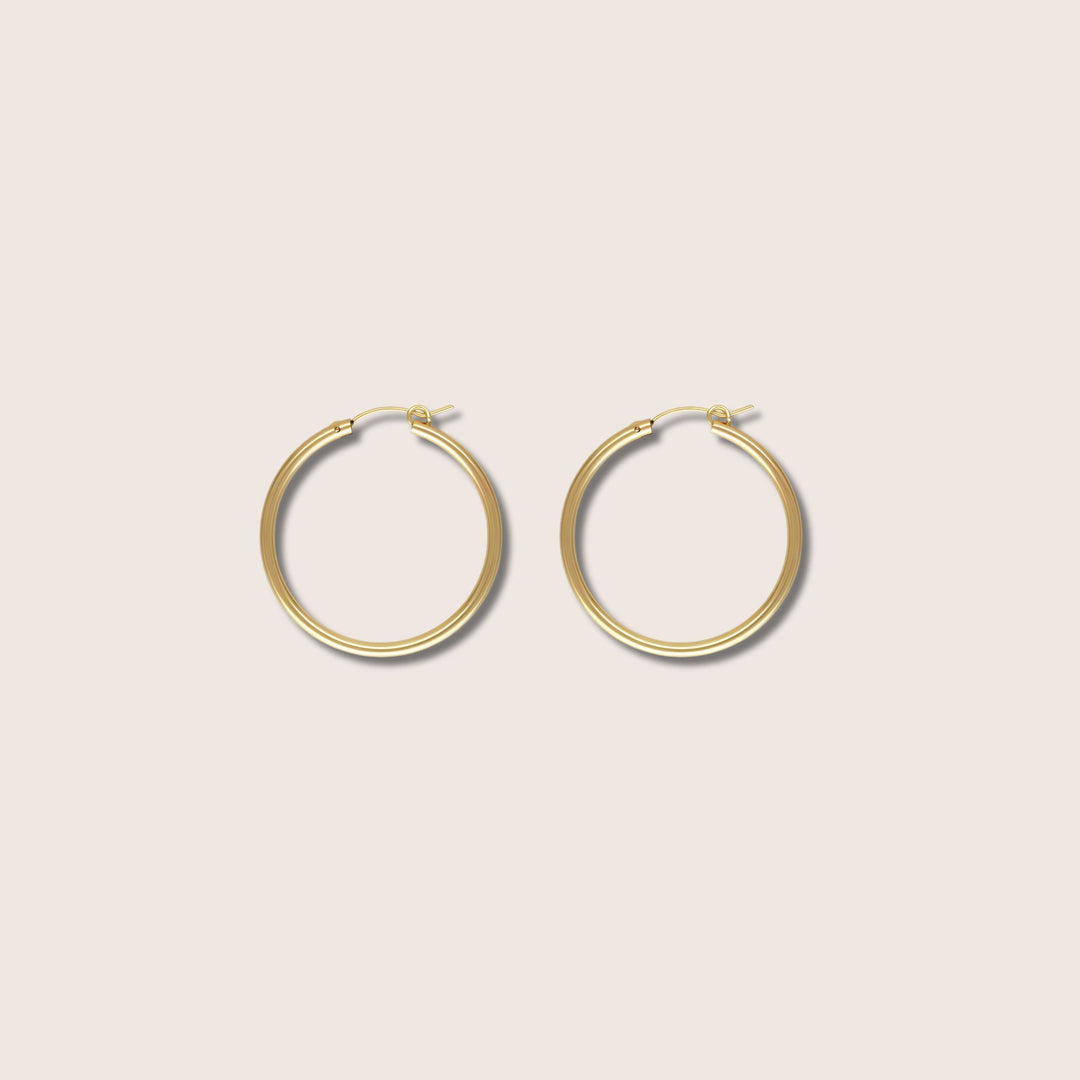 14K Gold Filled Carmela hoop earrings 19mm - demi-fine jewellery by Margot Georgia