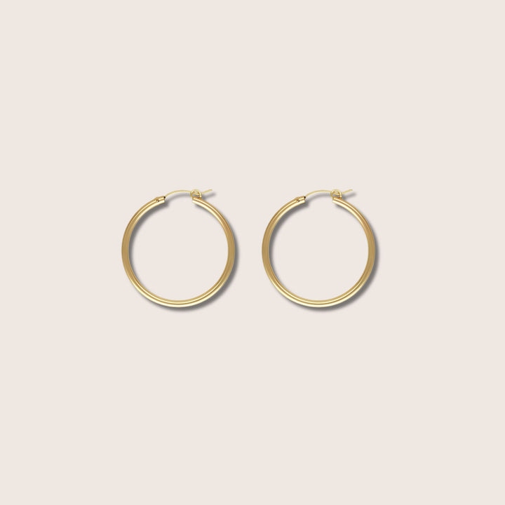 14K Gold Filled Carmela hoop earrings 19mm - demi-fine jewellery by Margot Georgia