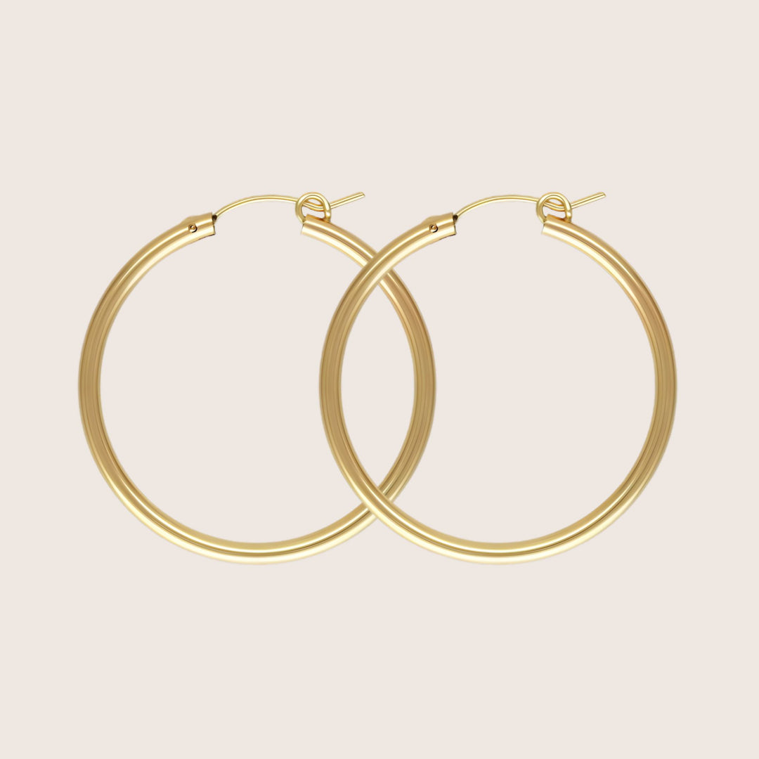 14K Gold Filled Carmela hoop earrings 35mm - demi-fine jewellery by Margot Georgia