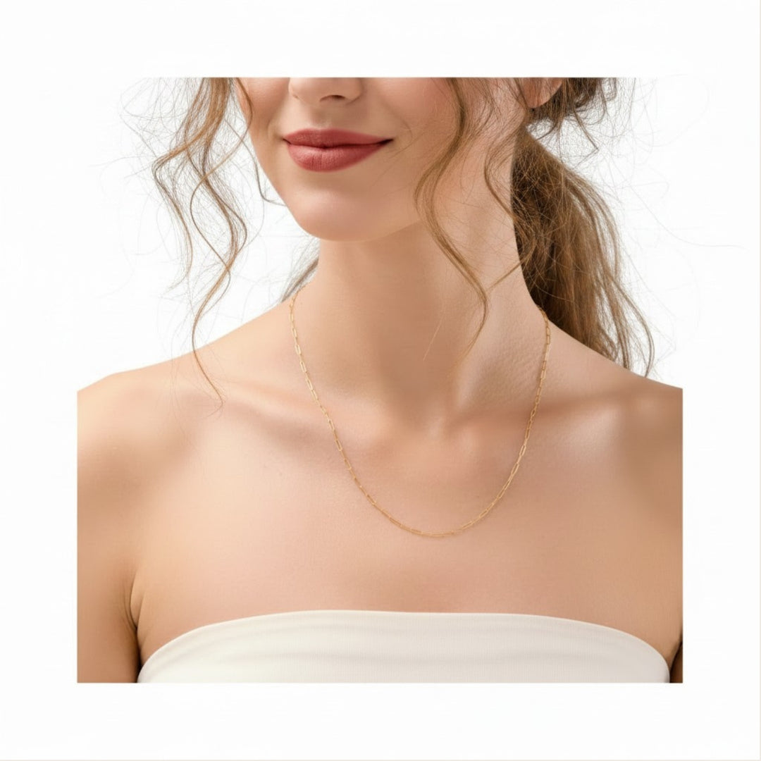 14K Gold Filled Delicate Paperclip Necklace