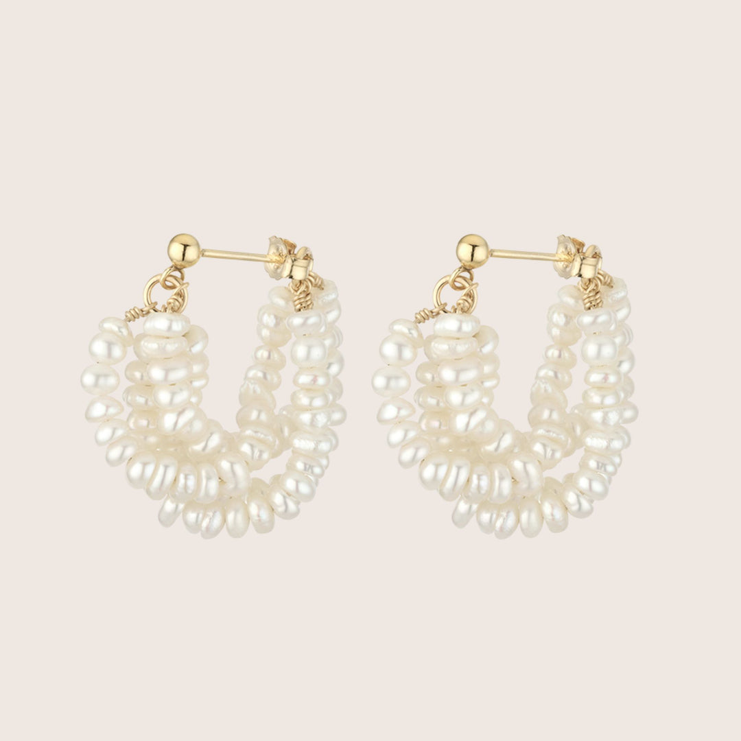 A pair of 14K Gold Filled Fleur de Perle earrings - demi-fine jewellery by Margot Georgia