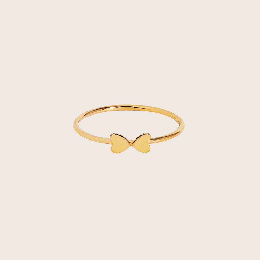 14K Gold Filled Lovers stacking ring featuring two hearts - demi-fine jewellery by Margot Georgia
