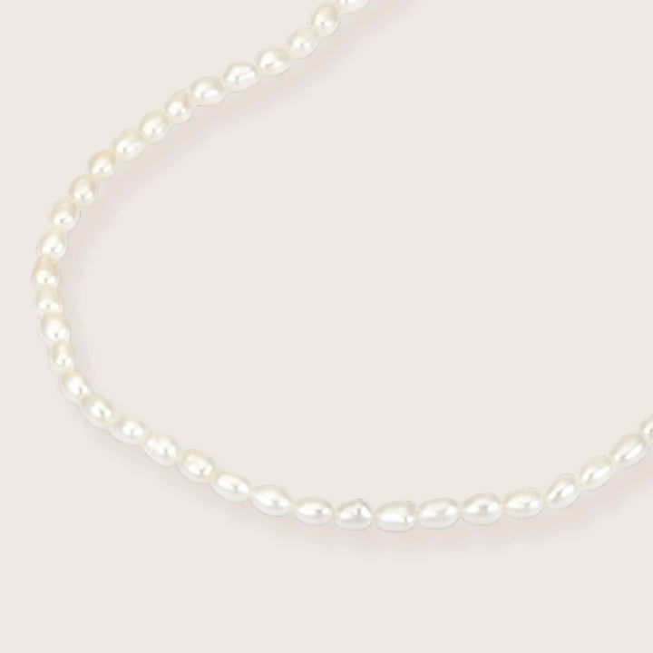 14K Gold Filled Lucine String Of Rice Pearls Necklace