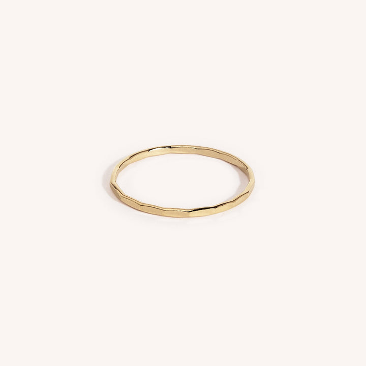 14K Gold Filled Noa stacking ring with hammered texture - demi-fine jewellery by Margot Georgia