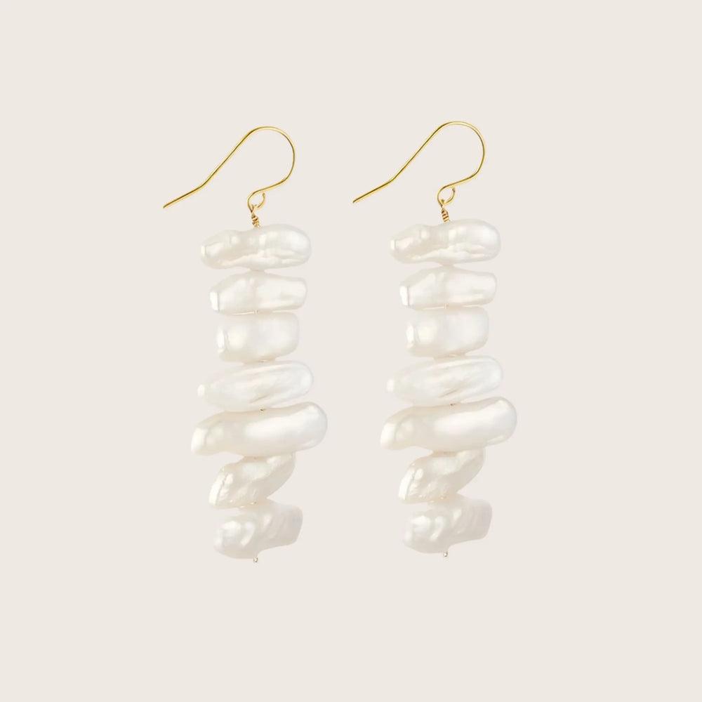 Pair of 14K Gold Filled Recta Baroque Pearl Drop earrings - demi-fine jewellery by Margot Georgia