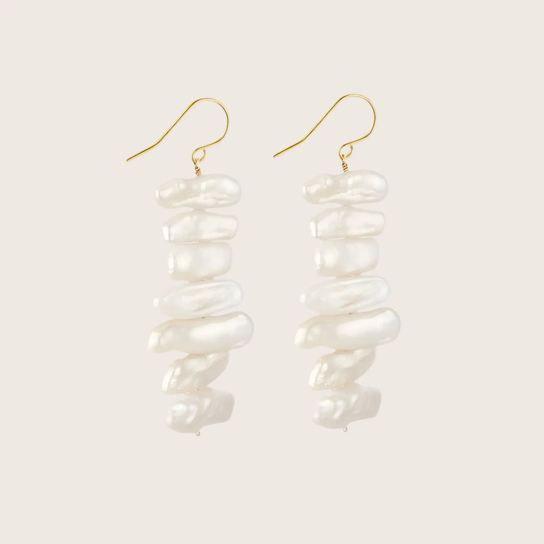 Pair of 14K Gold Filled Recta Baroque Pearl Drop earrings - demi-fine jewellery by Margot Georgia