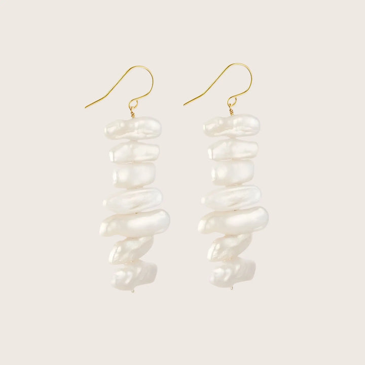 Pair of 14K Gold Filled Recta Baroque Pearl Drop earrings - demi-fine jewellery by Margot Georgia