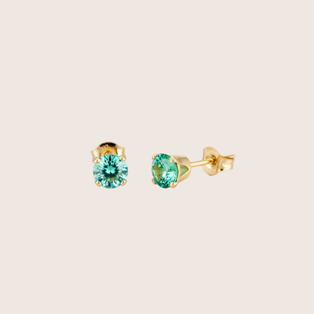 14K Gold Filled Zircon stud earrings in aquamarine