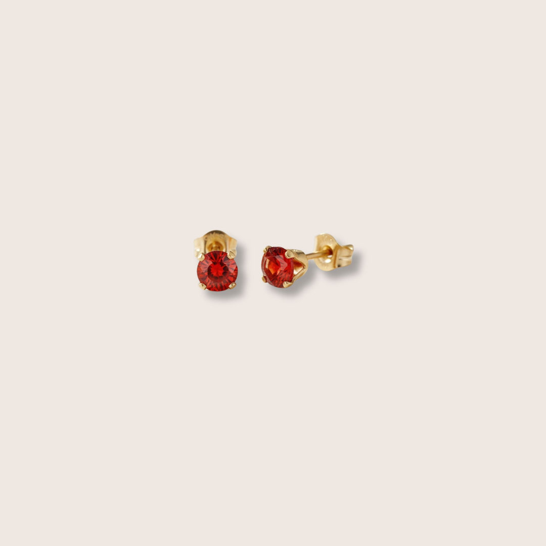 14K Gold Filled Zircon stud earrings in red