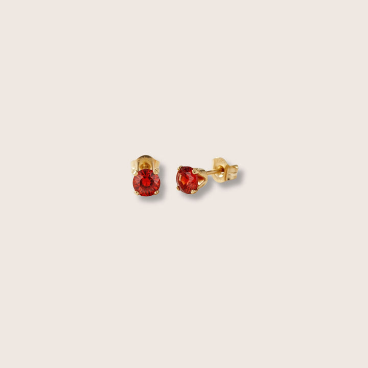 14K Gold Filled Zircon stud earrings in red
