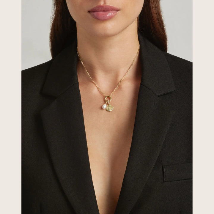 14K Gold Vermeil Amara CharmEdit necklace with pearl and oyster charms - demi-fine jewellery by Margot Georgia