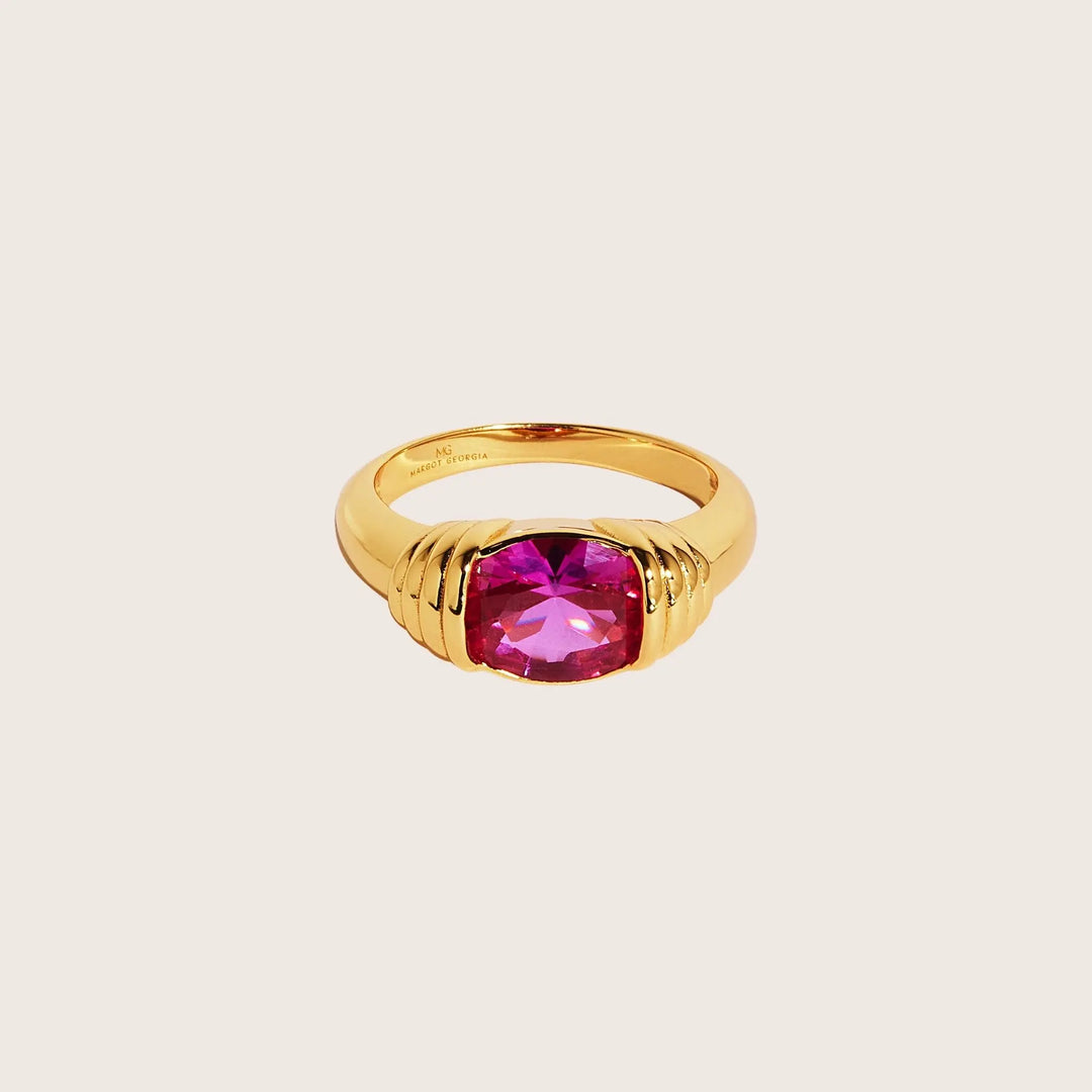 18K gold vermeil akula fuchsia flame ring by Margot Georgia