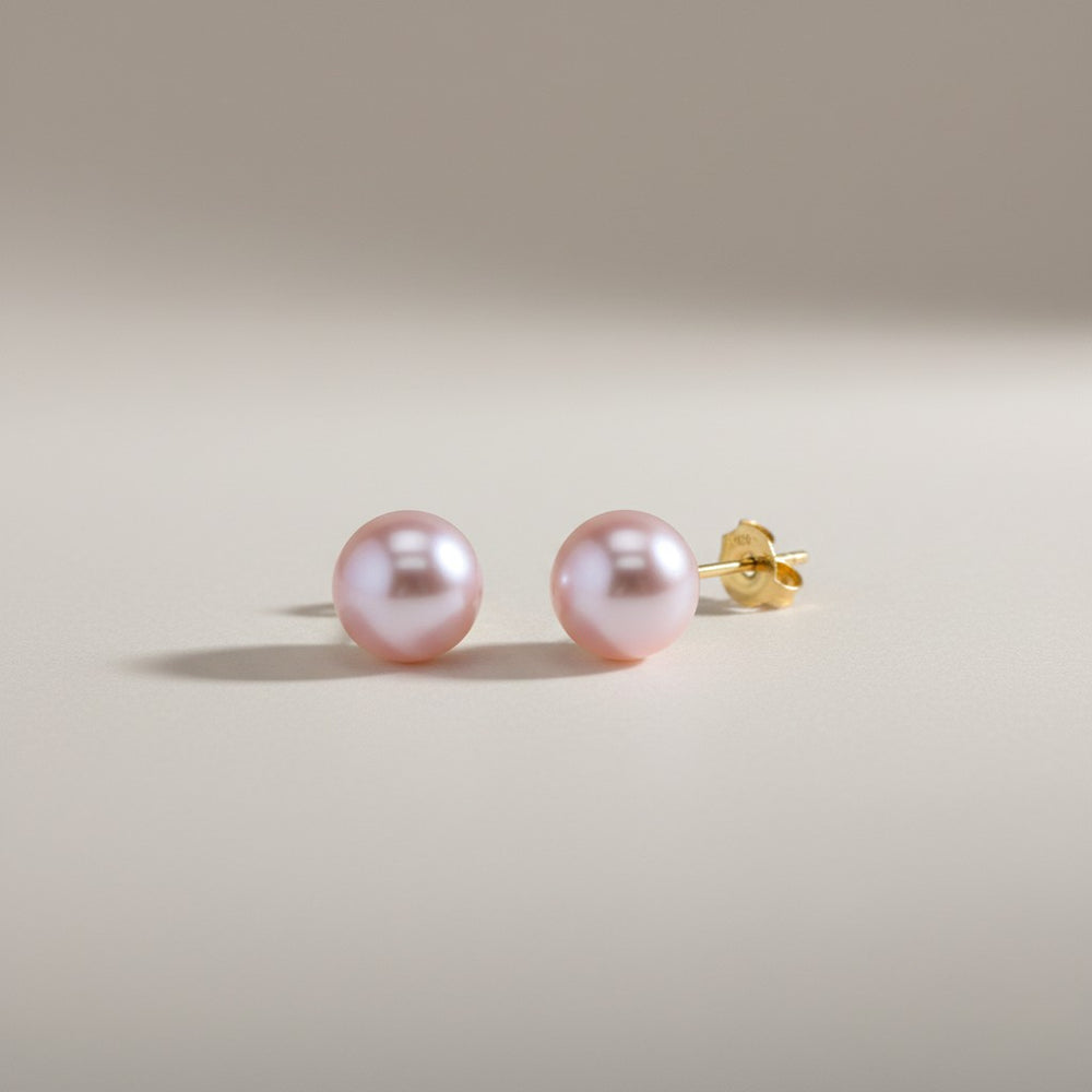 Pair of 18K Gold Plated Boraluxe pearl stud earrings - demi-fine jewellery by Margot Georgia