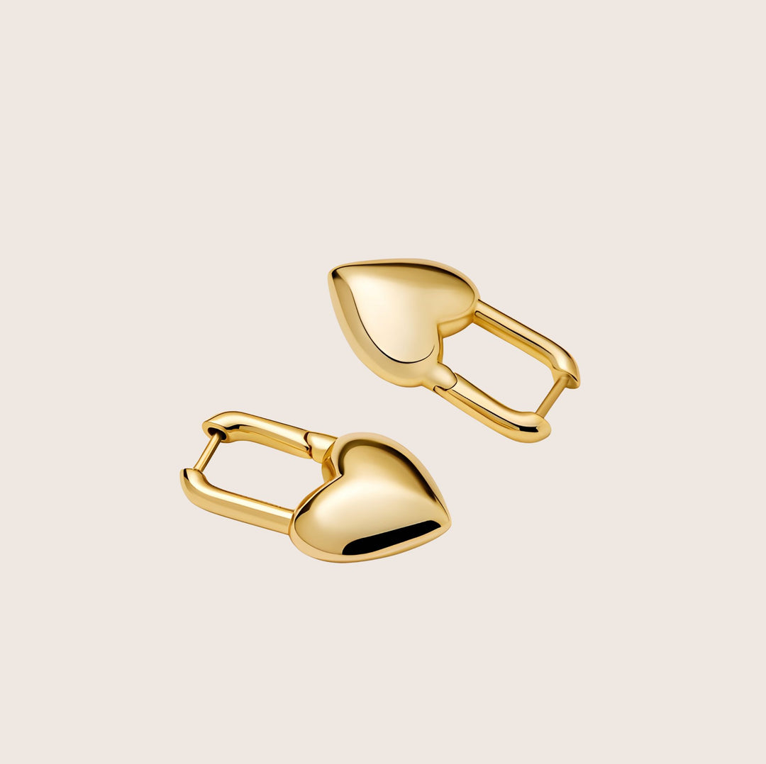 Pair of 18K Gold Plated Heart hoop earrings - demi-fine jewellery by Margot Georgia