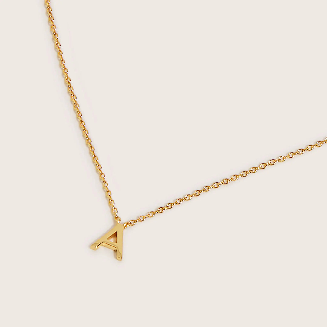18K Gold Plated Letter necklace 'A' close-up - demi-fine jewellery by Margot Georgia