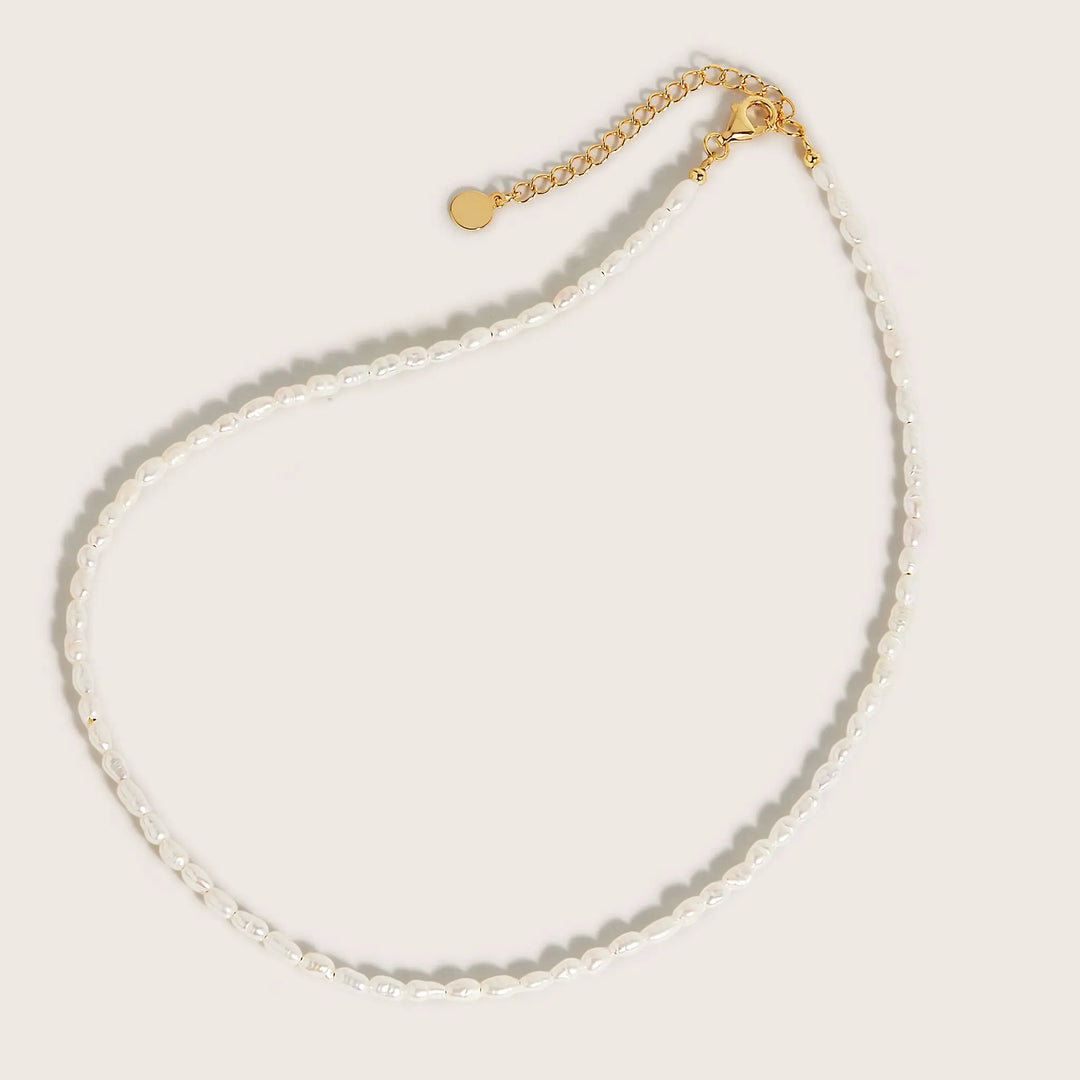 18K Gold Plated Marjaan pearl seed necklace - demi-fine jewellery by Margot Georgia