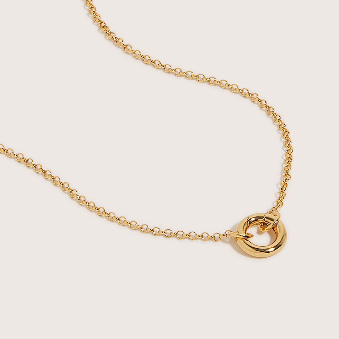 Close-up of 18K Gold Plated Odelia CharmEdit necklace - demi-fine jewellery by Margot Georgia