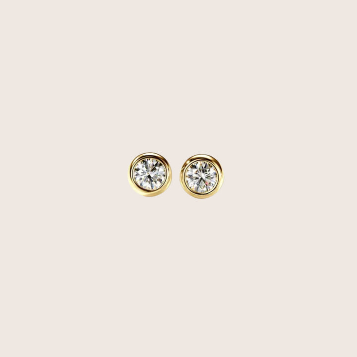 18K Gold Plated Tamako Moissanite stud earrings in large size - demi-fine jewellery by Margot Georgia