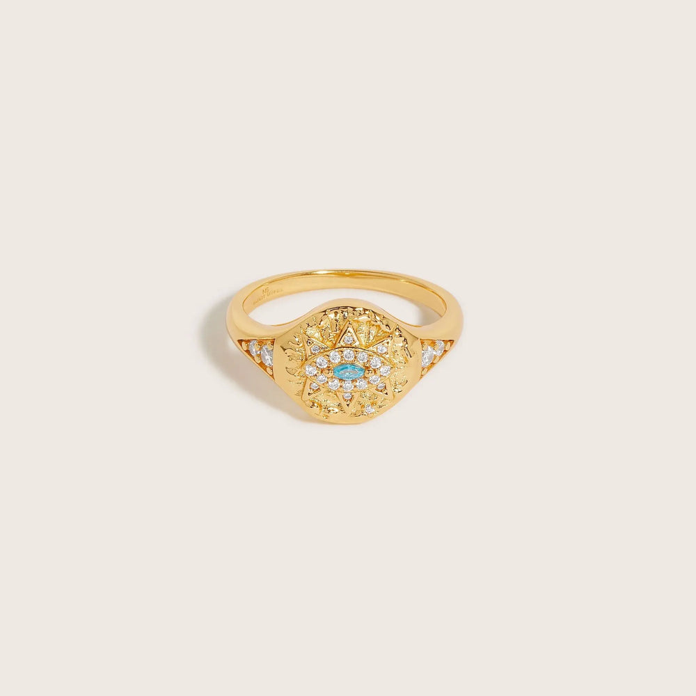 18K Gold Plated Vintage Evil Eye ring - demi-fine jewellery by Margot Georgia