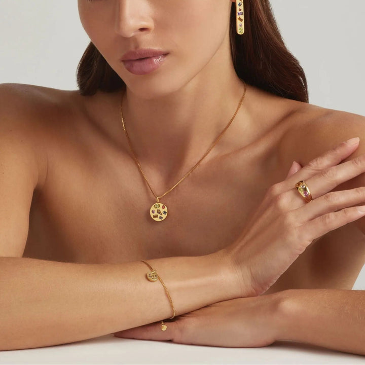 Woman wearing the 18K Gold Vermeil Candy Luxe full set - demi-fine jewellery by Margot Georgia