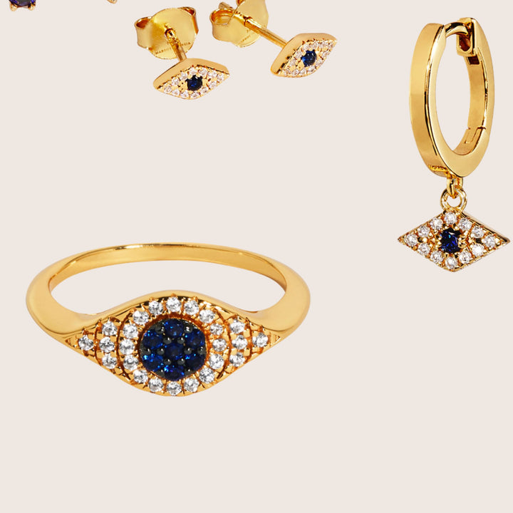 18K Gold Vermeil Jacaline Evil Eye set - demi-fine jewellery by Margot Georgia
