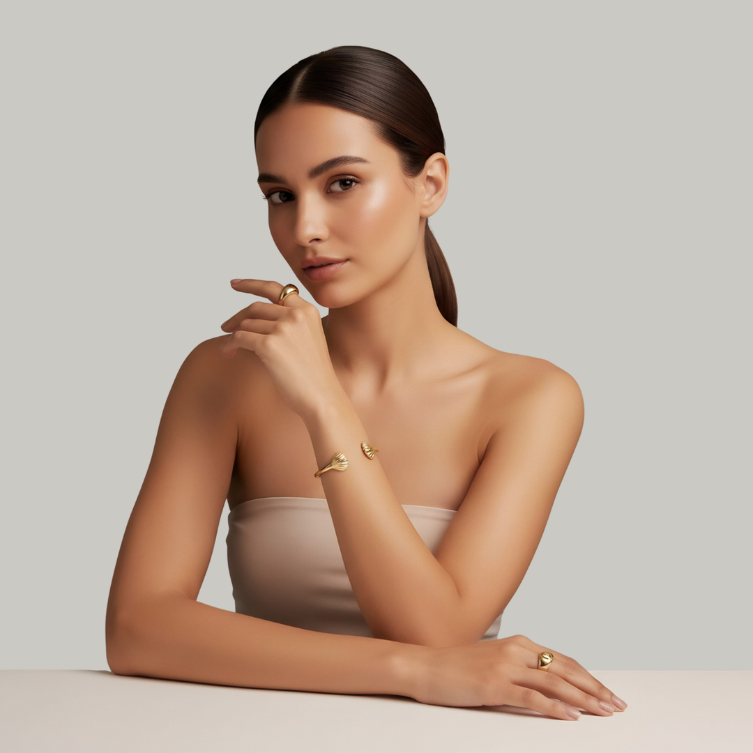 14K Gold Vermeil Oyster of Nerida Cuff Bangle