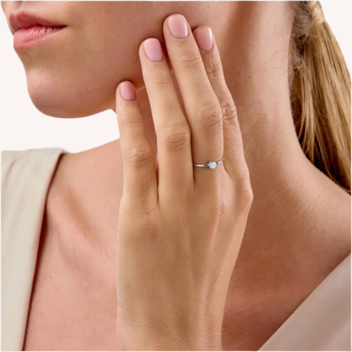925 Sterling Silver Opal Stacking Ring