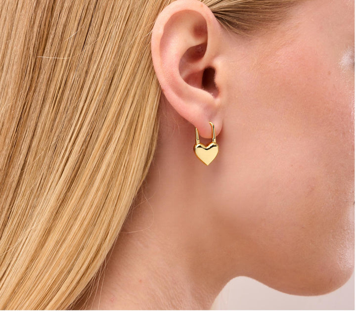 18K Gold Heart Hoop Earrings