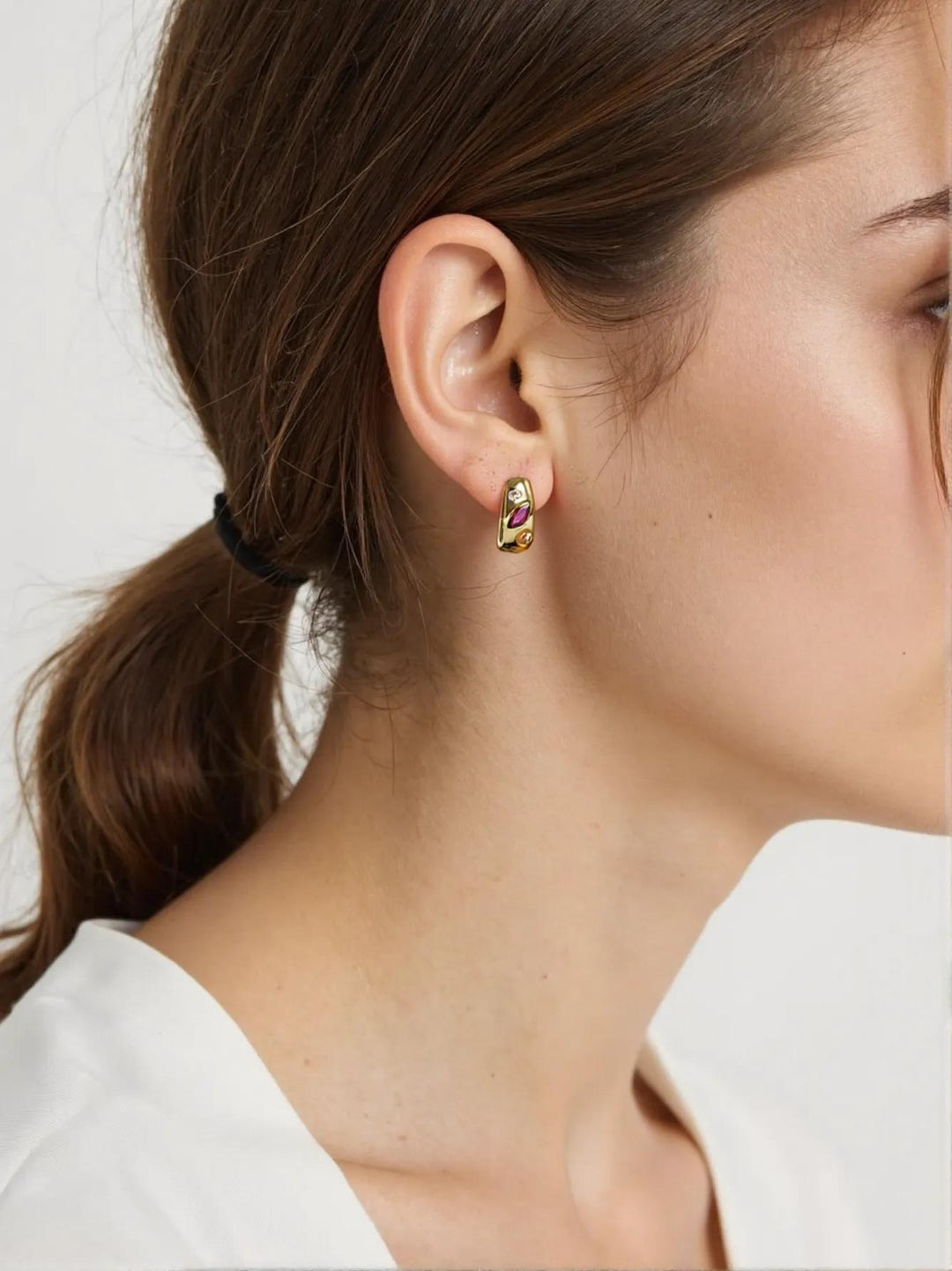 18K Gold Candy Gem Earrings