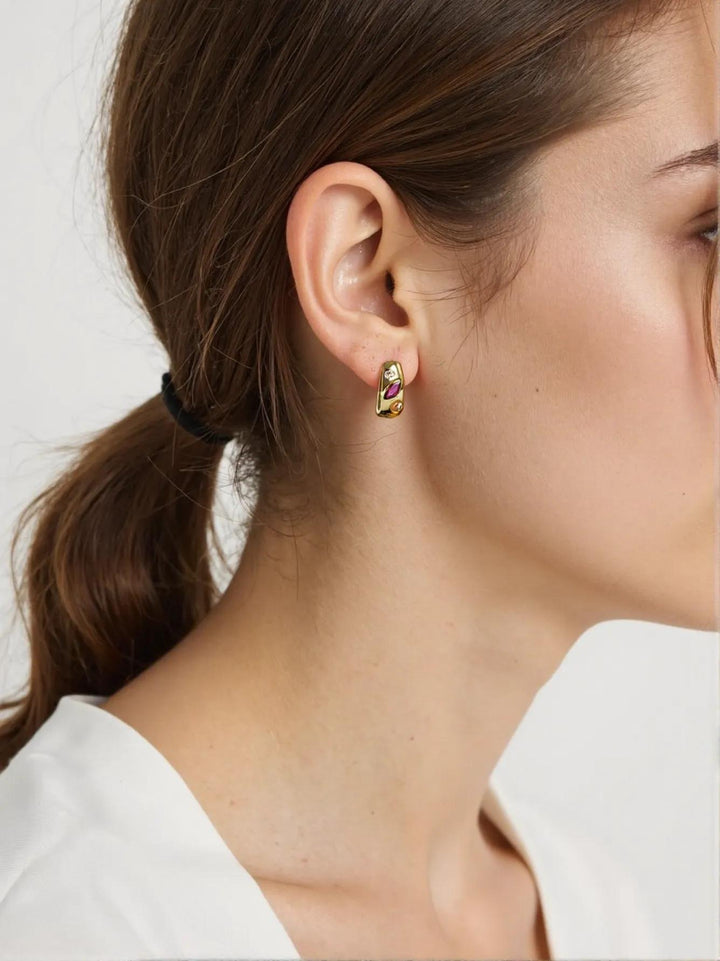 18K Gold Candy Gem Earrings
