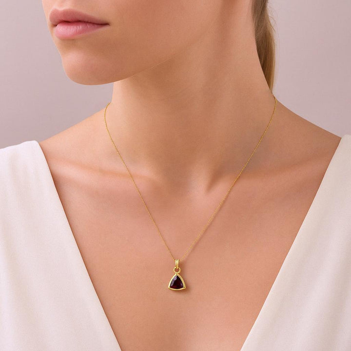 18K Gold Dainty Birthstone Pendant Necklace