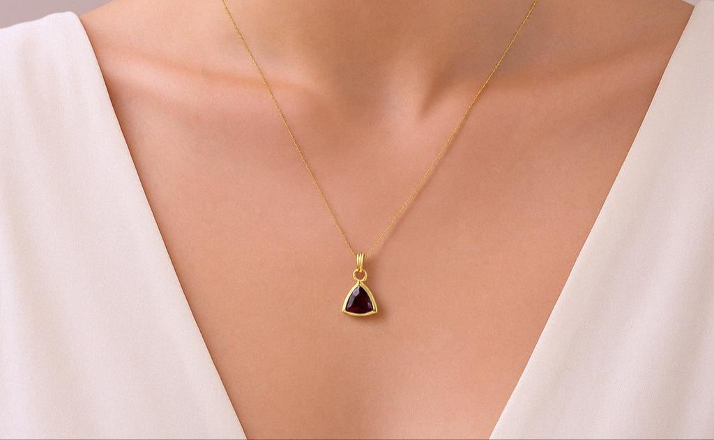18K Gold Dainty Birthstone Pendant Necklace