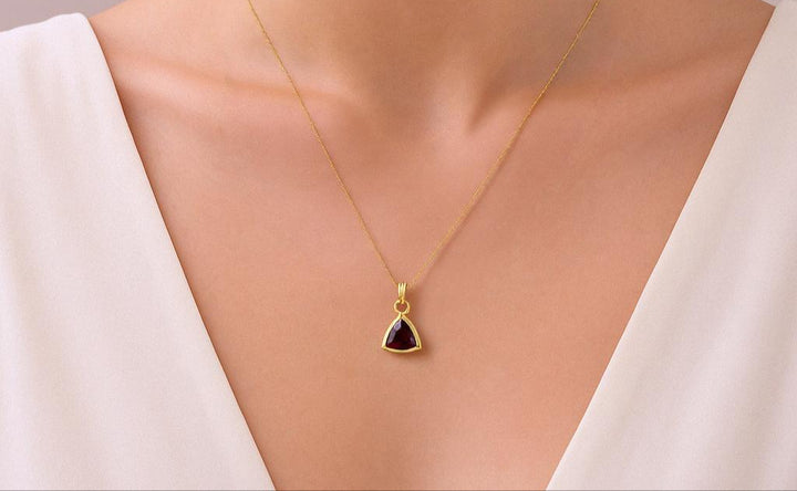 18K Gold Dainty Birthstone Pendant Necklace