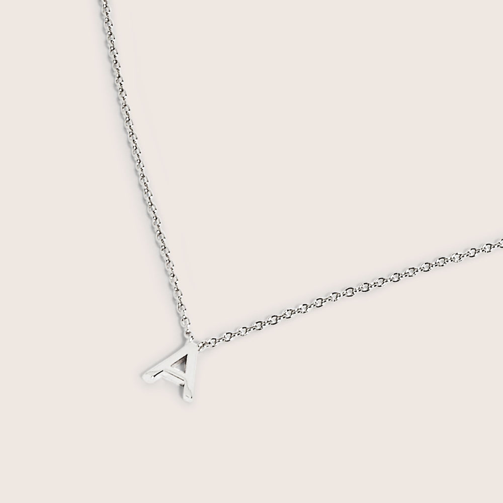 Close-up of 925 Sterling Silver Letter necklace - demi-fine jewellery by Margot Georgia