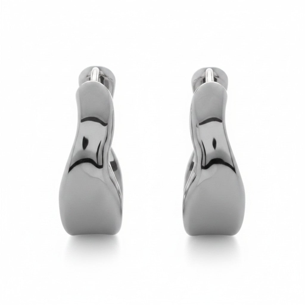 925 Sterling Silver Onda Wave Hoop Earrings