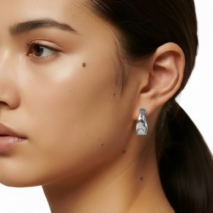 925 Sterling Silver Onda Wave Hoop Earrings