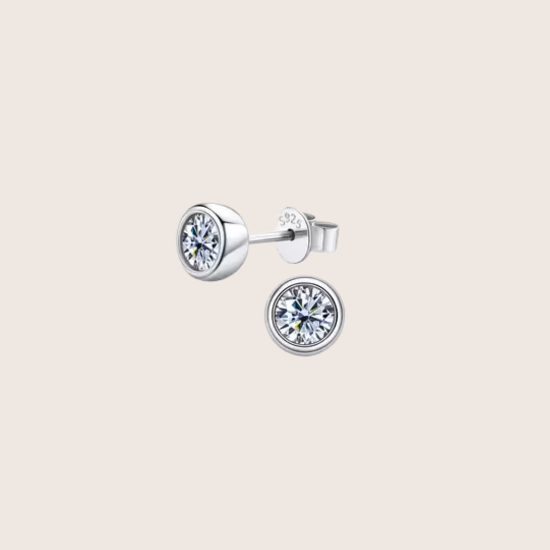925 Sterling Silver Tamako Moissanite stud earrings in large - demi-fine jewellery by Margot Georgia