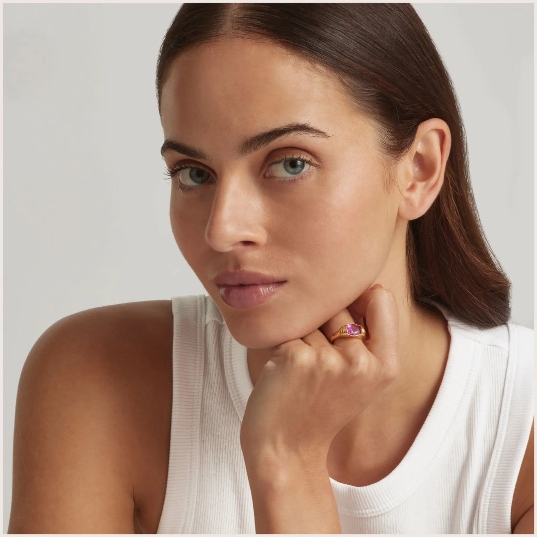 18K Gold Vermeil Akula Fuchsia Flame Ring