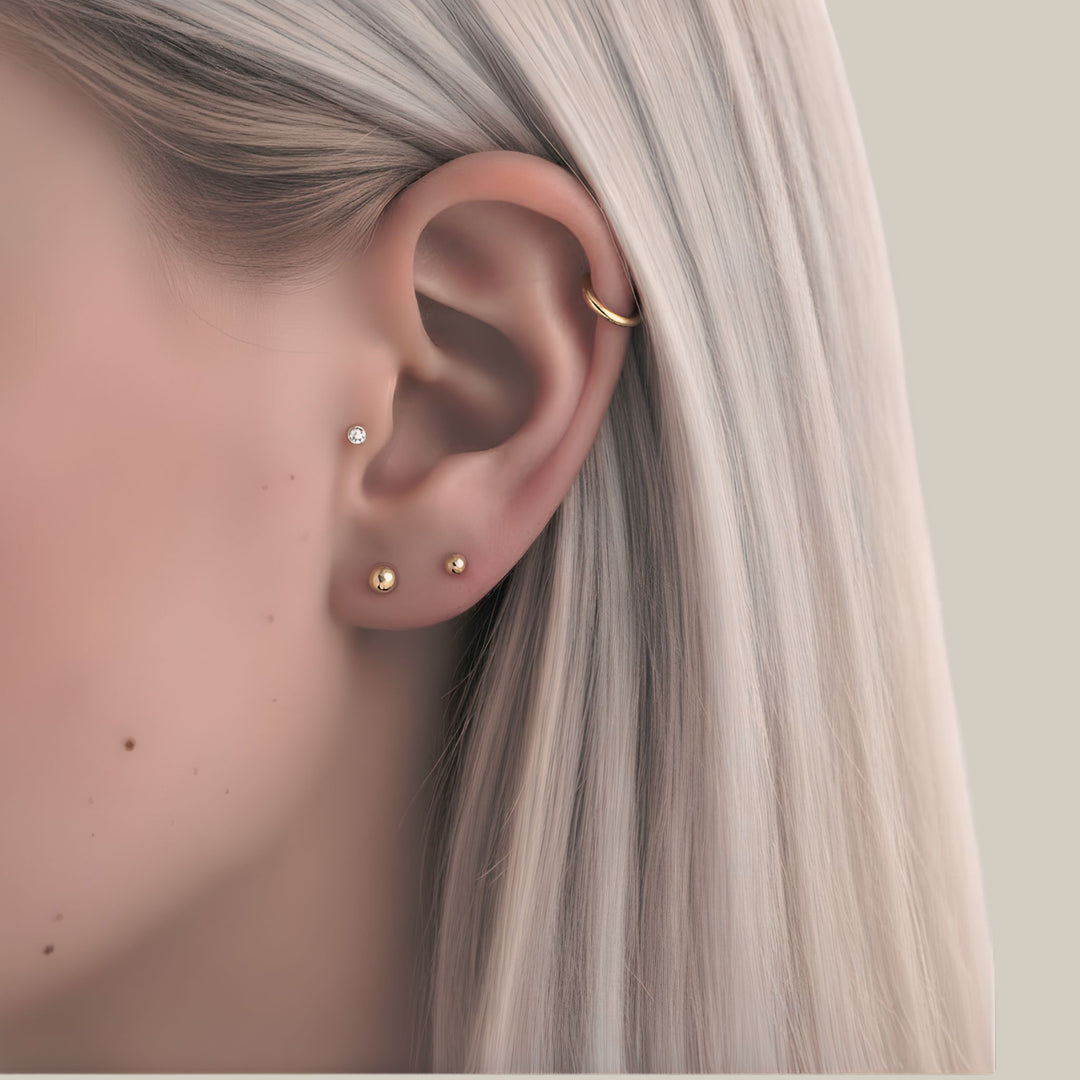 Aurelia Petite Gold Ball Studs - 18K Solid Gold