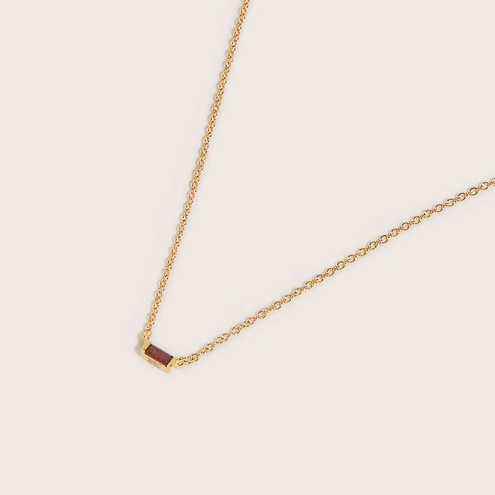 18K Gold Delicate Birthstone Bar Necklace
