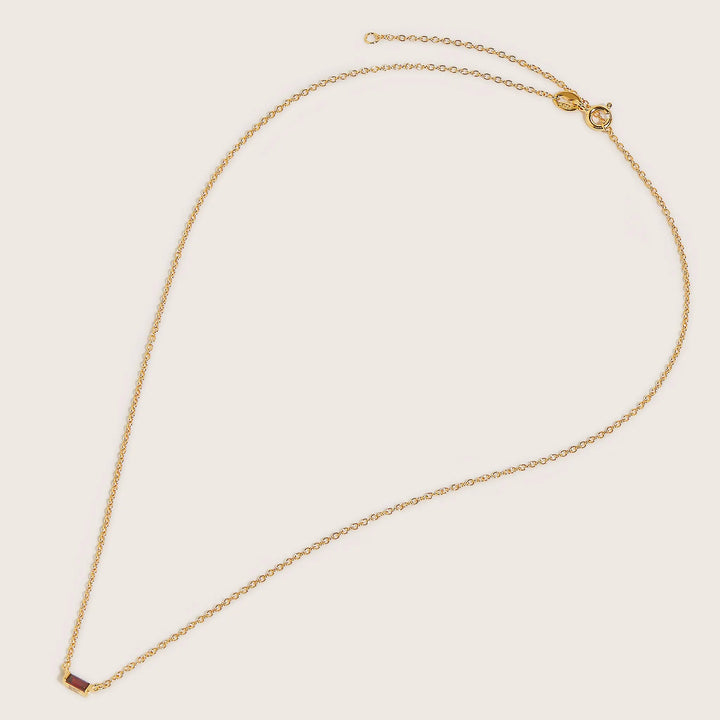 18K Gold Delicate Birthstone Bar Necklace
