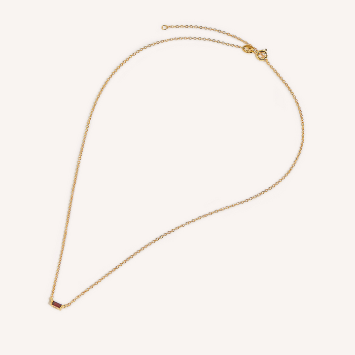 18K Gold Delicate Birthstone Bar Necklace