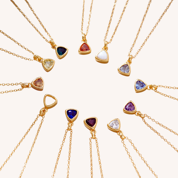 18K Gold Dainty Birthstone Pendant Necklace