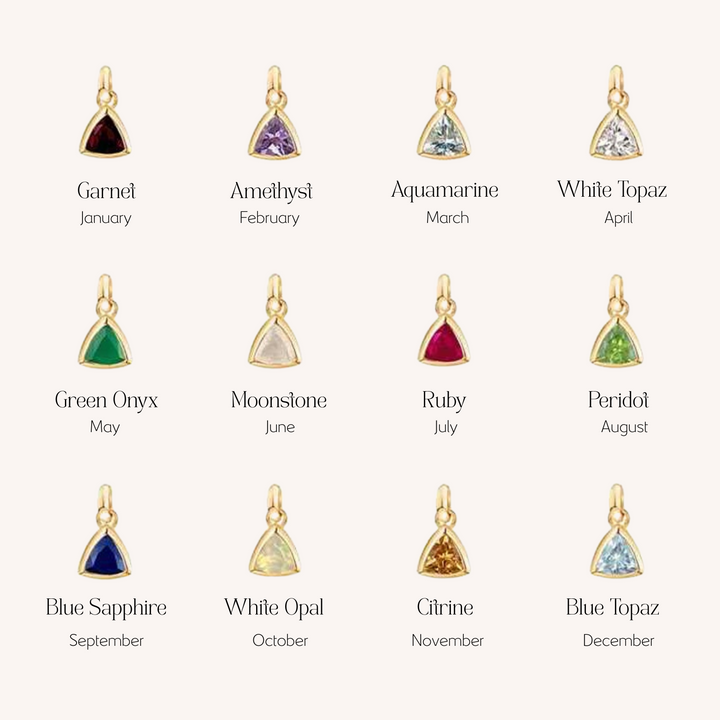 18K Gold Dainty Birthstone Pendant Necklace