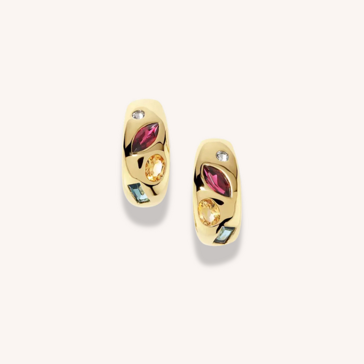 18K Gold Candy Gem Earrings